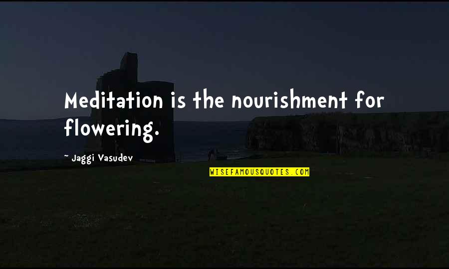 Tony Montana And Manny Quotes By Jaggi Vasudev: Meditation is the nourishment for flowering.