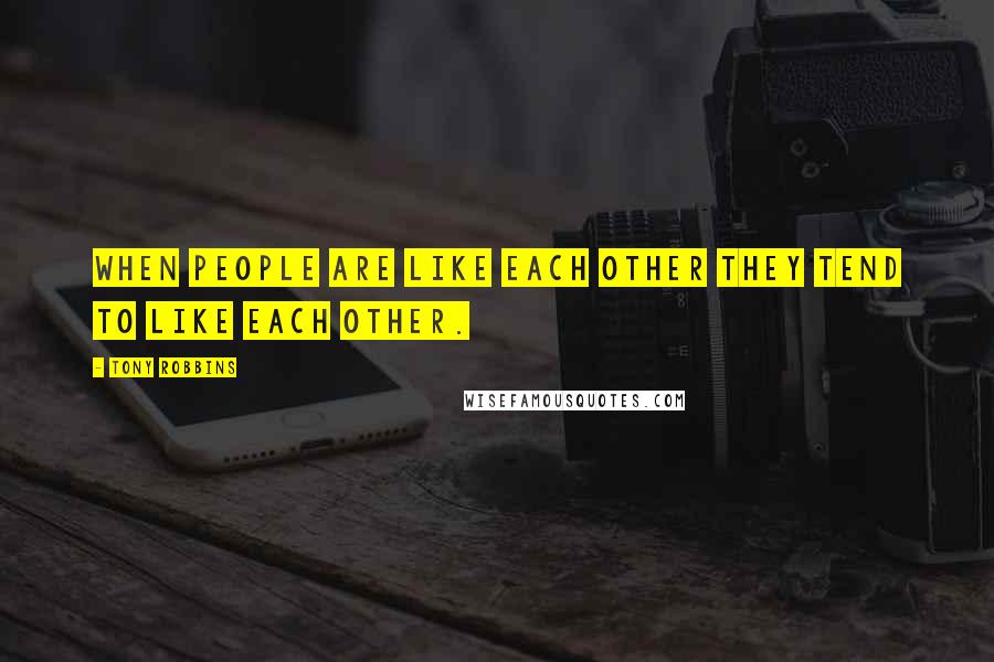 Tony Robbins quotes: When people are like each other they tend to like each other.