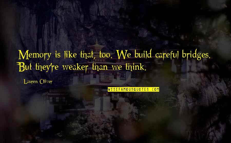 Too Careful Quotes By Lauren Oliver: Memory is like that, too. We build careful