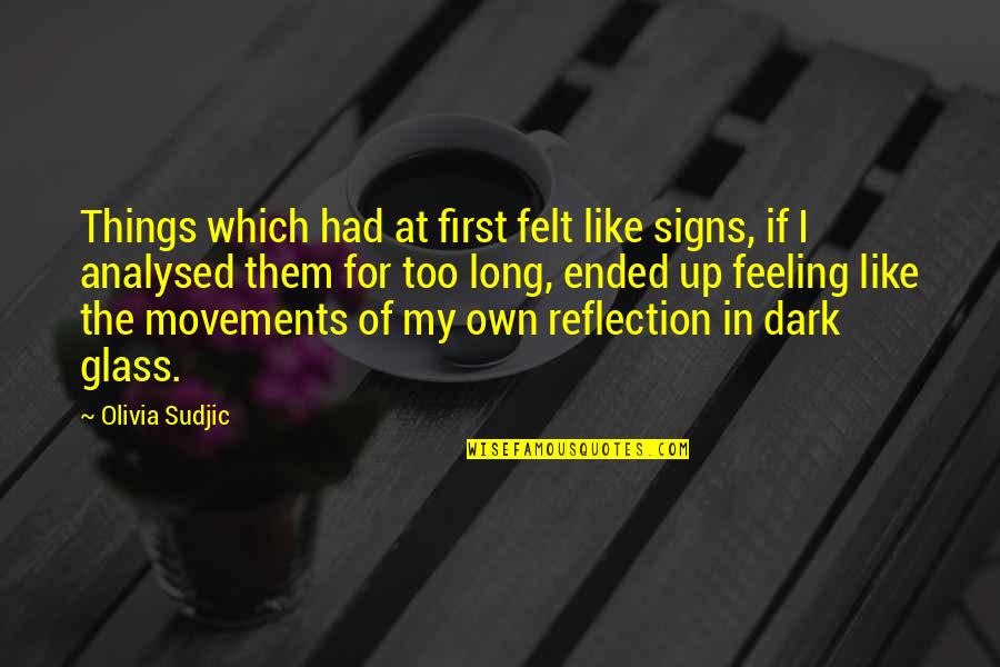 Too Dark Quotes By Olivia Sudjic: Things which had at first felt like signs,