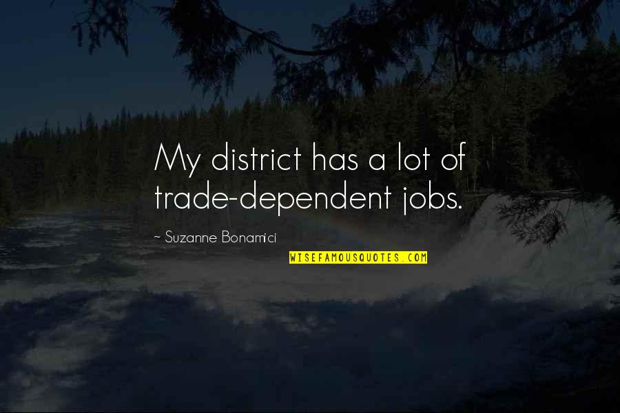 Too Dependent Quotes By Suzanne Bonamici: My district has a lot of trade-dependent jobs.