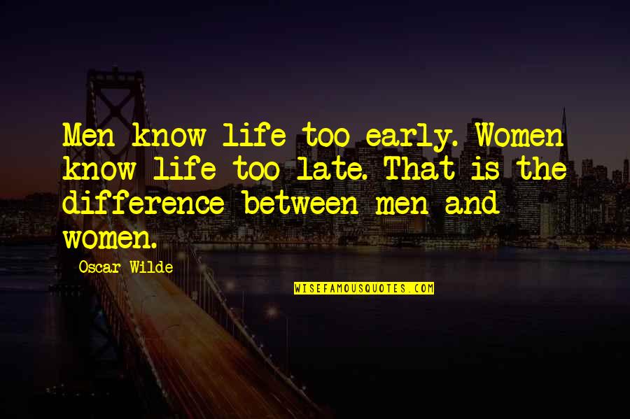 Too Early Quotes By Oscar Wilde: Men know life too early. Women know life