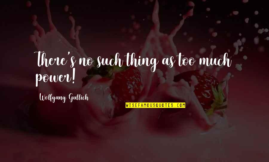 Too Funny Quotes By Wolfgang Gullich: There's no such thing as too much power!