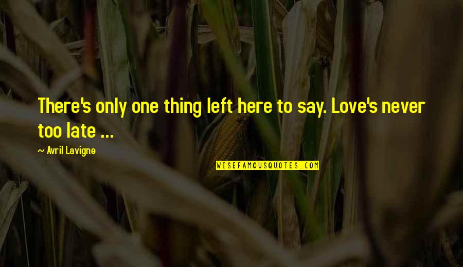 Too Late Love Quotes By Avril Lavigne: There's only one thing left here to say.