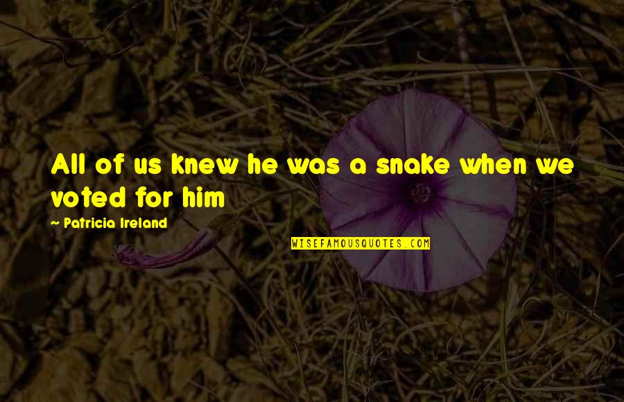 Too Many Snakes Quotes By Patricia Ireland: All of us knew he was a snake