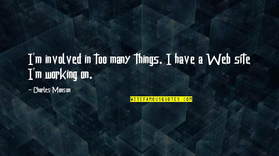 Too Many Things Quotes By Charles Manson: I'm involved in too many things. I have
