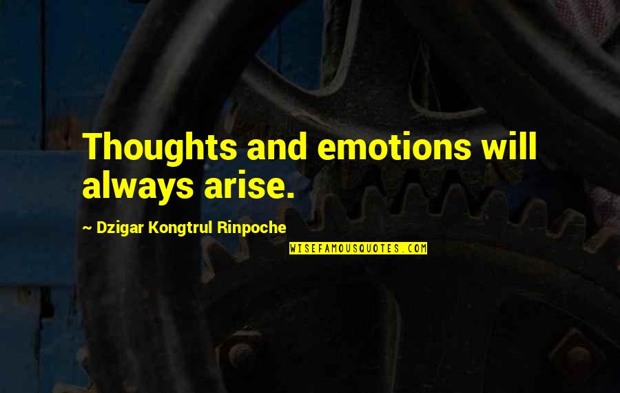 Too Many Thoughts Quotes By Dzigar Kongtrul Rinpoche: Thoughts and emotions will always arise.