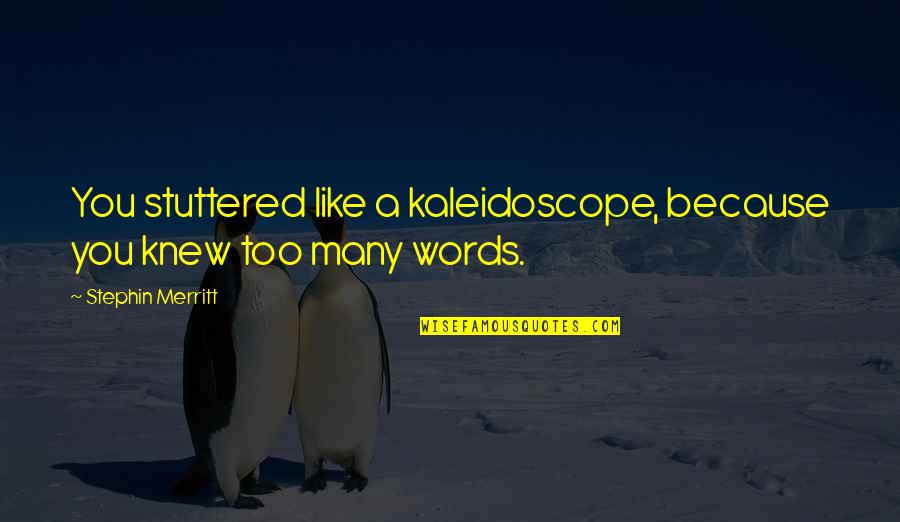 Too Many Words Quotes By Stephin Merritt: You stuttered like a kaleidoscope, because you knew