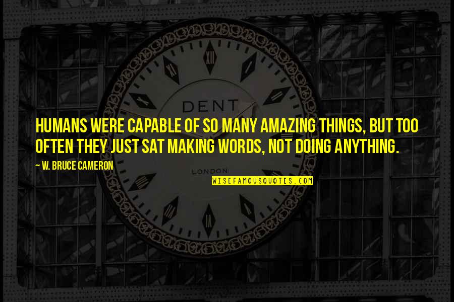 Too Many Words Quotes By W. Bruce Cameron: Humans were capable of so many amazing things,