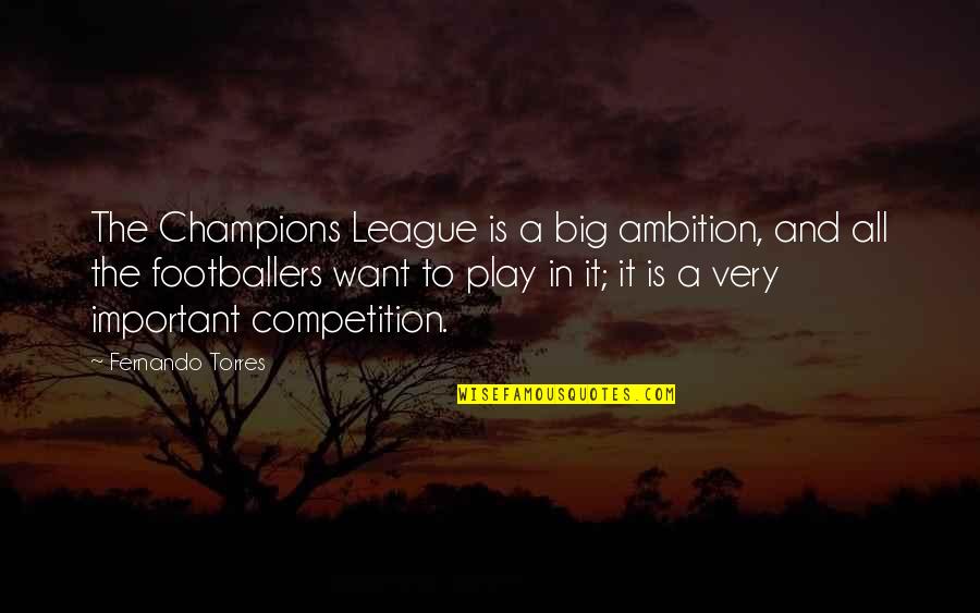 Too Much Ambition Quotes By Fernando Torres: The Champions League is a big ambition, and