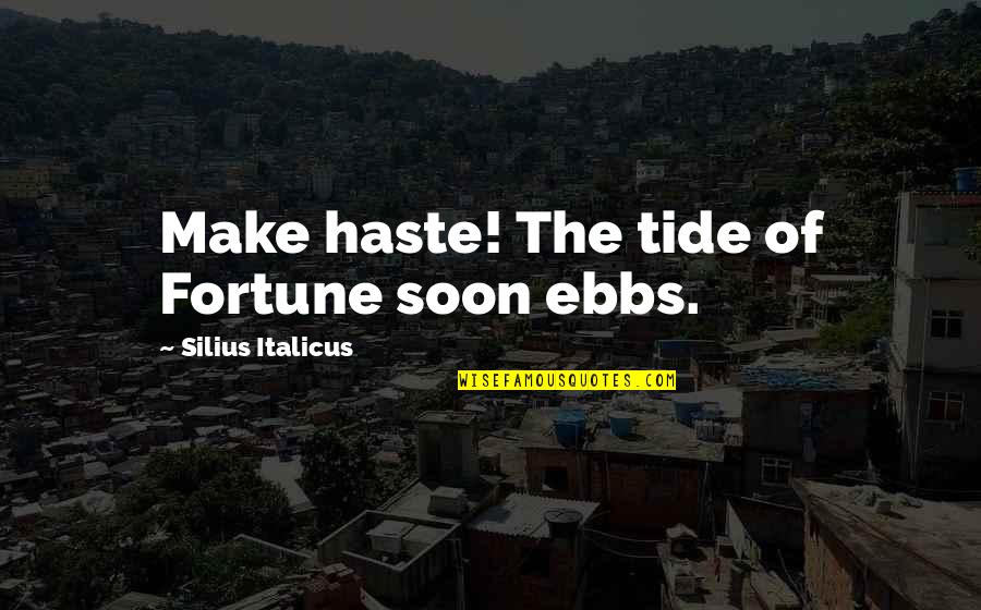 Too Much Haste Quotes By Silius Italicus: Make haste! The tide of Fortune soon ebbs. Too Much Haste Quotes By Silius Italicus: Make haste! The tide of Fortune soon ebbs.