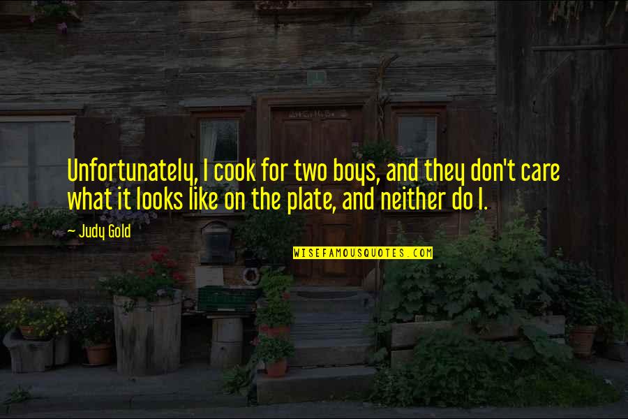 Too Much On Your Plate Quotes By Judy Gold: Unfortunately, I cook for two boys, and they
