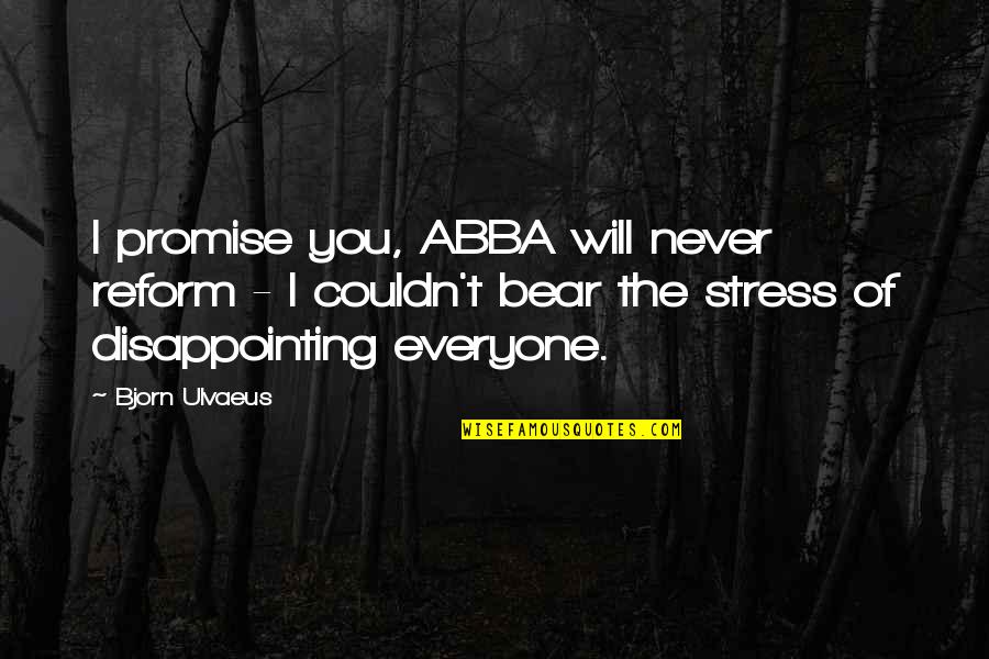 Too Much Stress Quotes By Bjorn Ulvaeus: I promise you, ABBA will never reform -