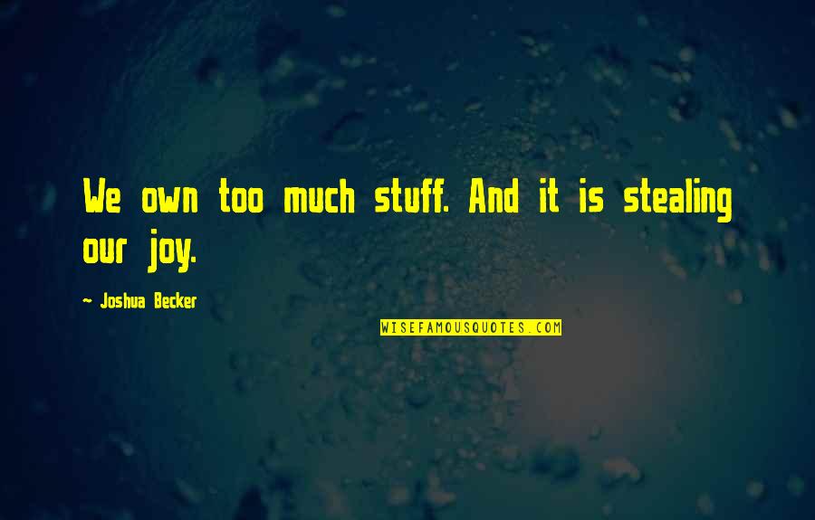 Too Much Stuff Quotes By Joshua Becker: We own too much stuff. And it is