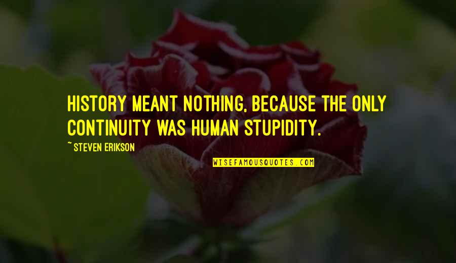 Too Much Stupidity Quotes By Steven Erikson: History meant nothing, because the only continuity was