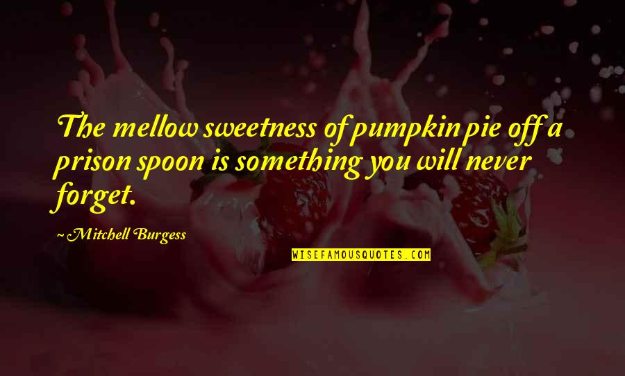 Too Much Sweetness Quotes By Mitchell Burgess: The mellow sweetness of pumpkin pie off a