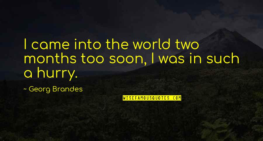 Too Soon Quotes By Georg Brandes: I came into the world two months too