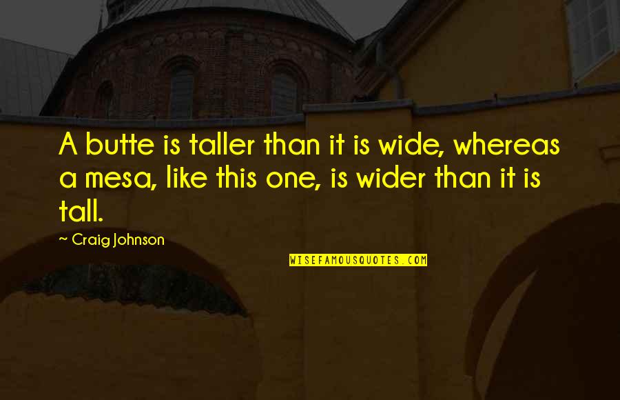Too Tall Quotes By Craig Johnson: A butte is taller than it is wide,