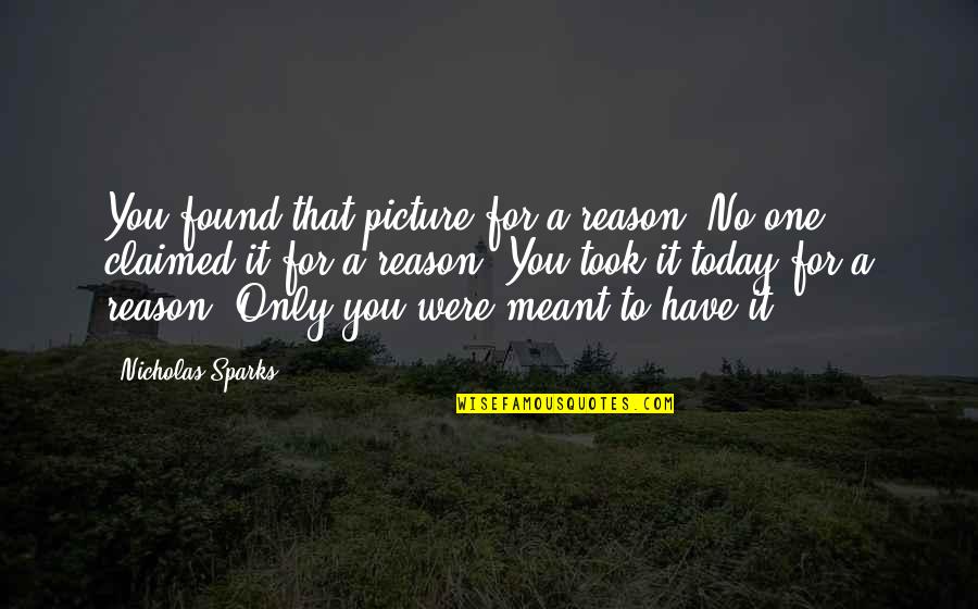 Took Picture Quotes By Nicholas Sparks: You found that picture for a reason. No