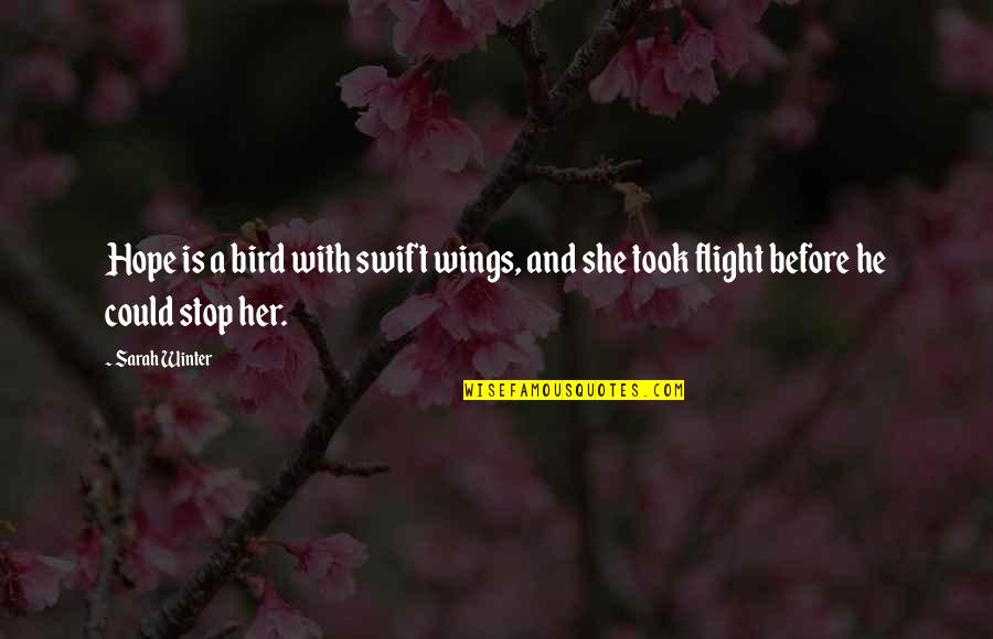 Took Took Bird Quotes By Sarah Winter: Hope is a bird with swift wings, and