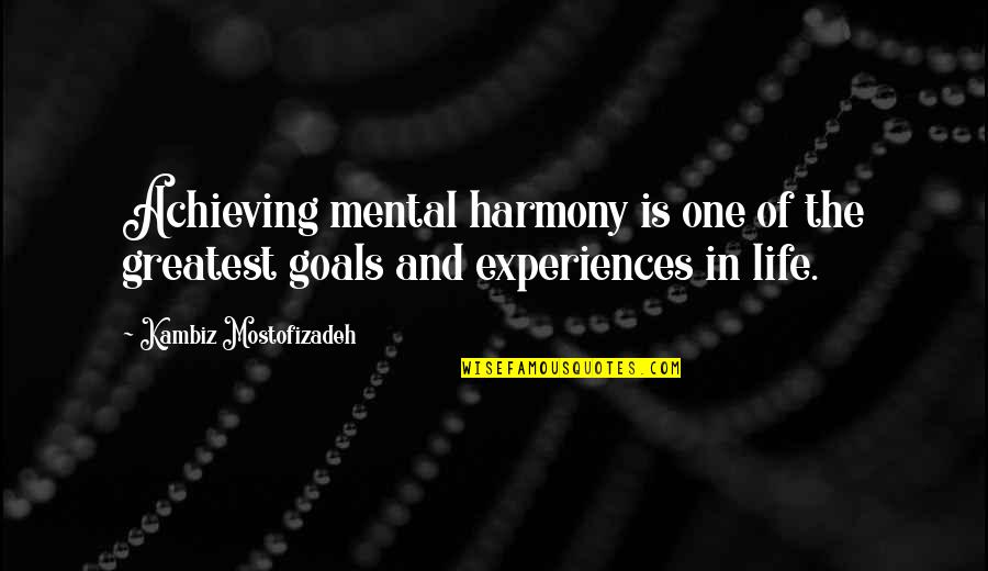 Tookie Quotes By Kambiz Mostofizadeh: Achieving mental harmony is one of the greatest