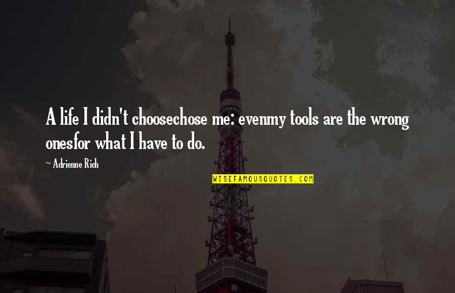 Tools For Life Quotes By Adrienne Rich: A life I didn't choosechose me: evenmy tools