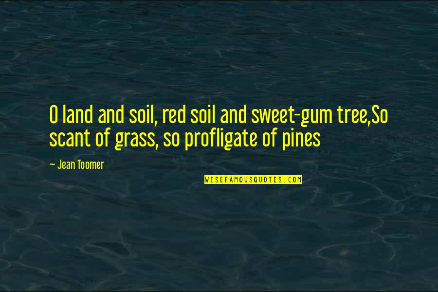 Toomer's Quotes By Jean Toomer: O land and soil, red soil and sweet-gum Toomer's Quotes By Jean Toomer: O land and soil, red soil and sweet-gum