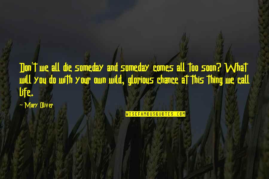 Toothpick Charlie Quotes By Mary Oliver: Don't we all die someday and someday comes