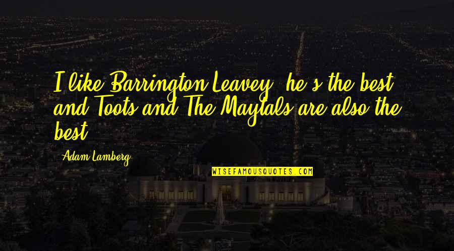 Toots Maytals Quotes By Adam Lamberg: I like Barrington Leavey; he's the best, and