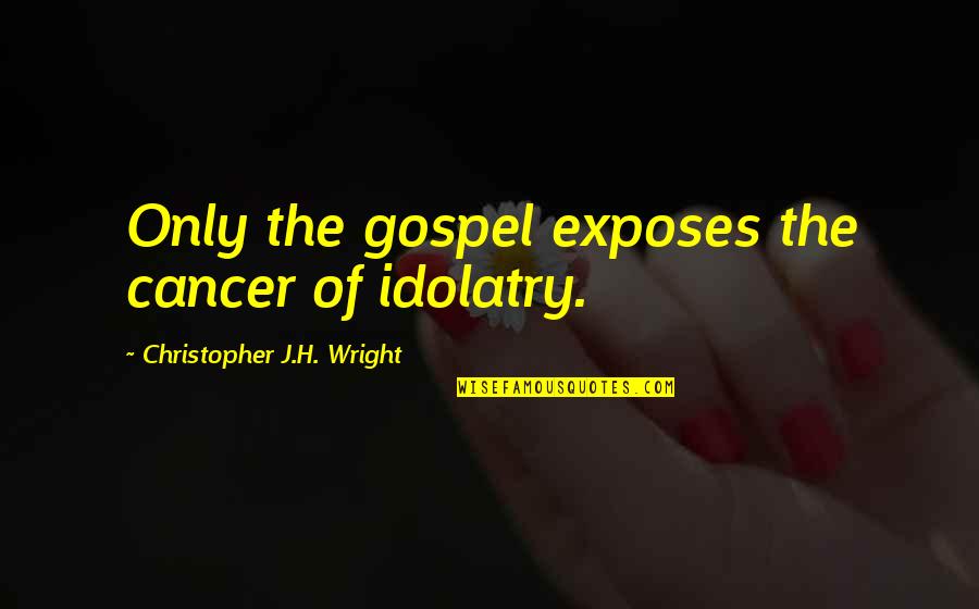 Top 10 Chucky Quotes By Christopher J.H. Wright: Only the gospel exposes the cancer of idolatry. Top 10 Chucky Quotes By Christopher J.H. Wright: Only the gospel exposes the cancer of idolatry.