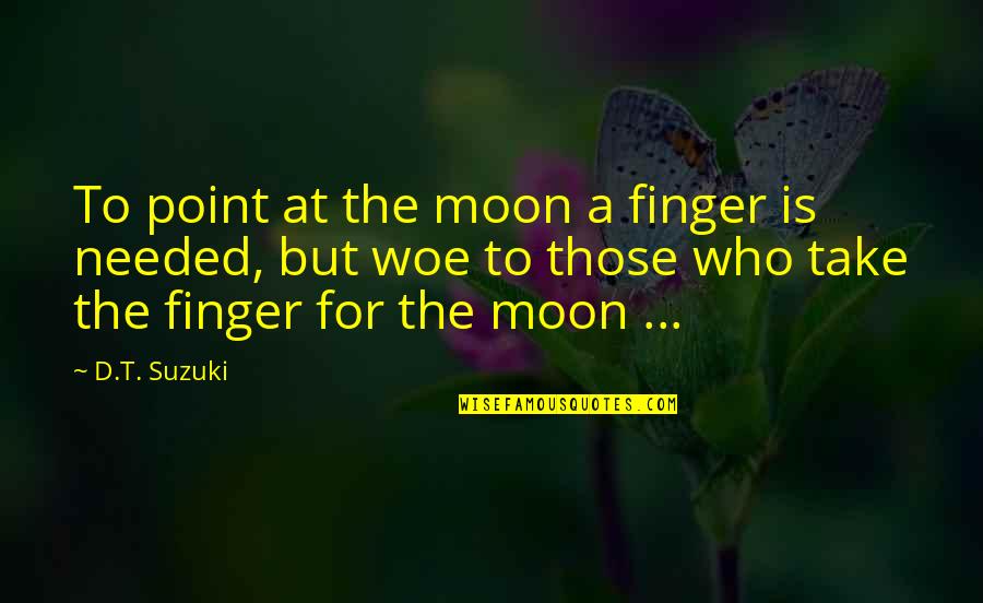 Top Churchill Quotes By D.T. Suzuki: To point at the moon a finger is