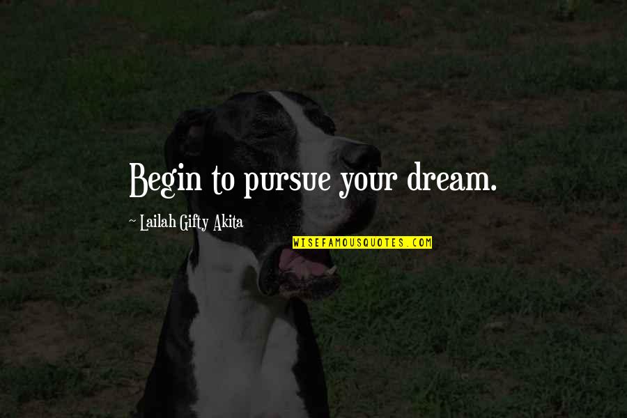 Top Gun Inverted Quotes By Lailah Gifty Akita: Begin to pursue your dream.