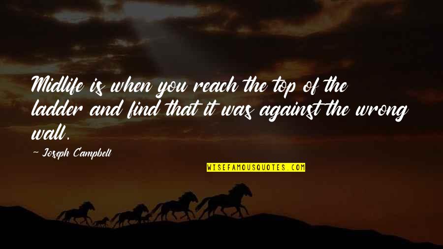 Top Of The Ladder Quotes By Joseph Campbell: Midlife is when you reach the top of