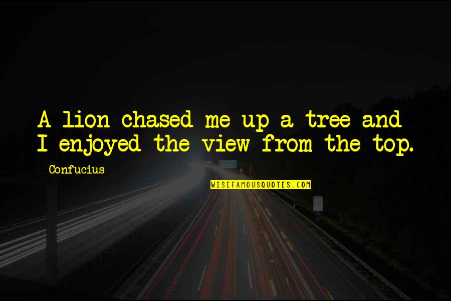 Top Of The Tree Quotes By Confucius: A lion chased me up a tree and