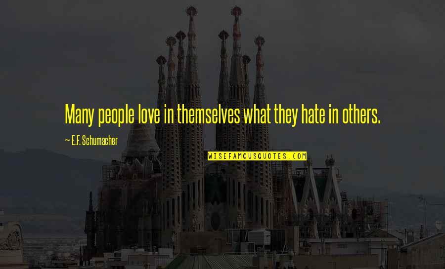 Top Phoebe Buffay Quotes By E.F. Schumacher: Many people love in themselves what they hate