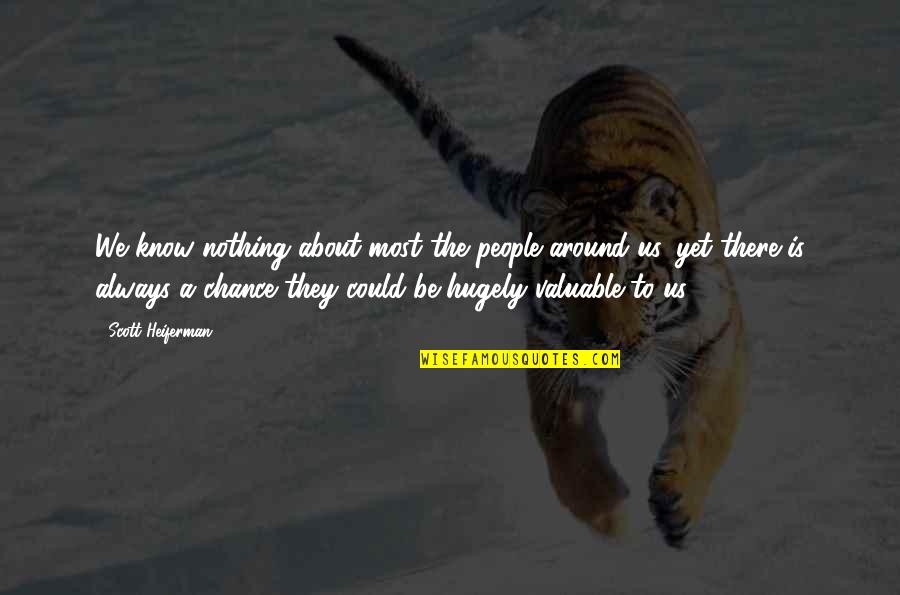 Top Ten Never Give Up Quotes By Scott Heiferman: We know nothing about most the people around Top Ten Never Give Up Quotes By Scott Heiferman: We know nothing about most the people around