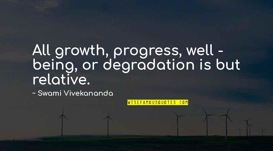 Top Ten Patience Quotes By Swami Vivekananda: All growth, progress, well - being, or degradation
