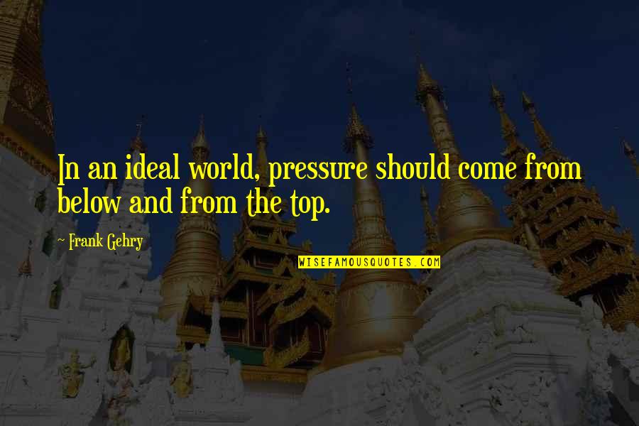 Top World Quotes By Frank Gehry: In an ideal world, pressure should come from