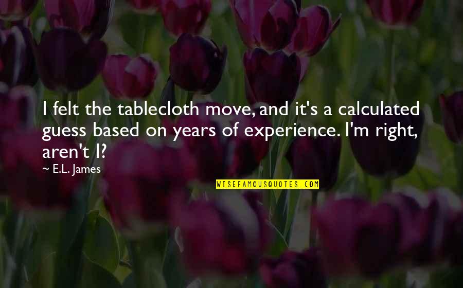 Topdressing Roller Quotes By E.L. James: I felt the tablecloth move, and it's a Topdressing Roller Quotes By E.L. James: I felt the tablecloth move, and it's a