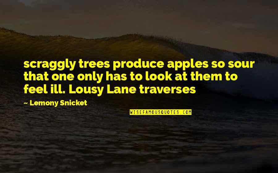 Topknot Quotes By Lemony Snicket: scraggly trees produce apples so sour that one