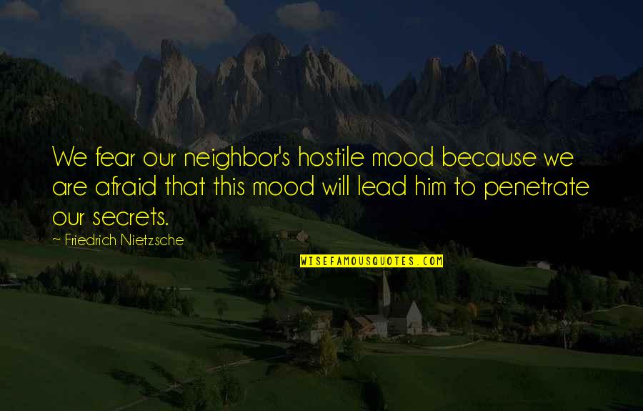 Toplu Sms Quotes By Friedrich Nietzsche: We fear our neighbor's hostile mood because we Toplu Sms Quotes By Friedrich Nietzsche: We fear our neighbor's hostile mood because we