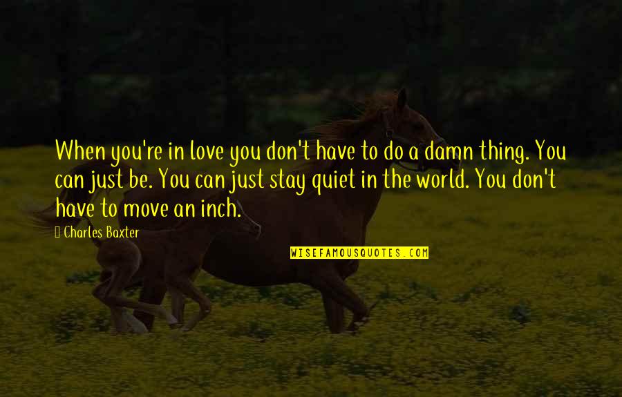 Toplum G N Ll Leri Quotes By Charles Baxter: When you're in love you don't have to