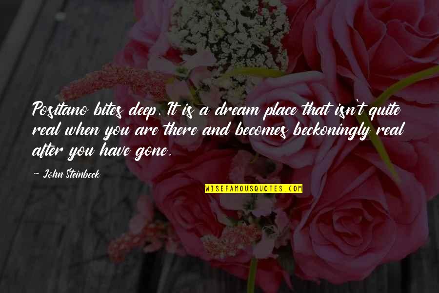 Topp Dogg Quotes By John Steinbeck: Positano bites deep. It is a dream place Topp Dogg Quotes By John Steinbeck: Positano bites deep. It is a dream place