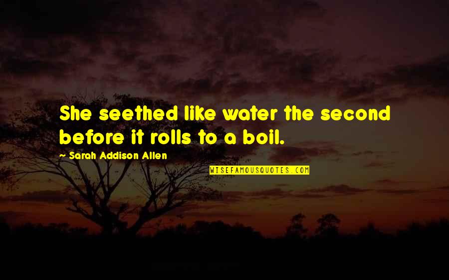 Topper Funny Quotes By Sarah Addison Allen: She seethed like water the second before it