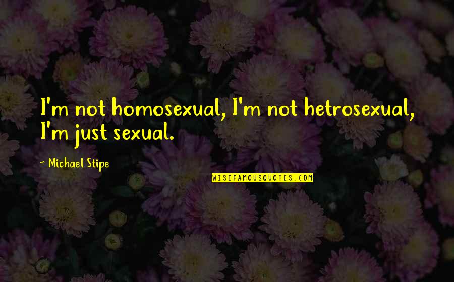 Toppings For Salmon Quotes By Michael Stipe: I'm not homosexual, I'm not hetrosexual, I'm just