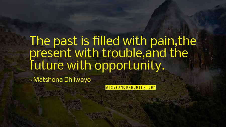 Topsiders Quotes By Matshona Dhliwayo: The past is filled with pain,the present with Topsiders Quotes By Matshona Dhliwayo: The past is filled with pain,the present with
