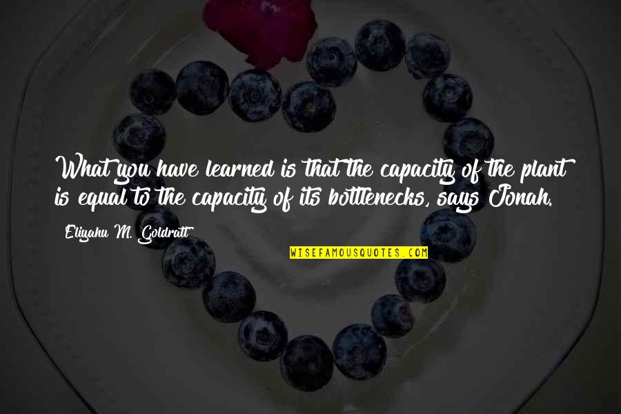 Toquen Trompudos Quotes By Eliyahu M. Goldratt: What you have learned is that the capacity Toquen Trompudos Quotes By Eliyahu M. Goldratt: What you have learned is that the capacity