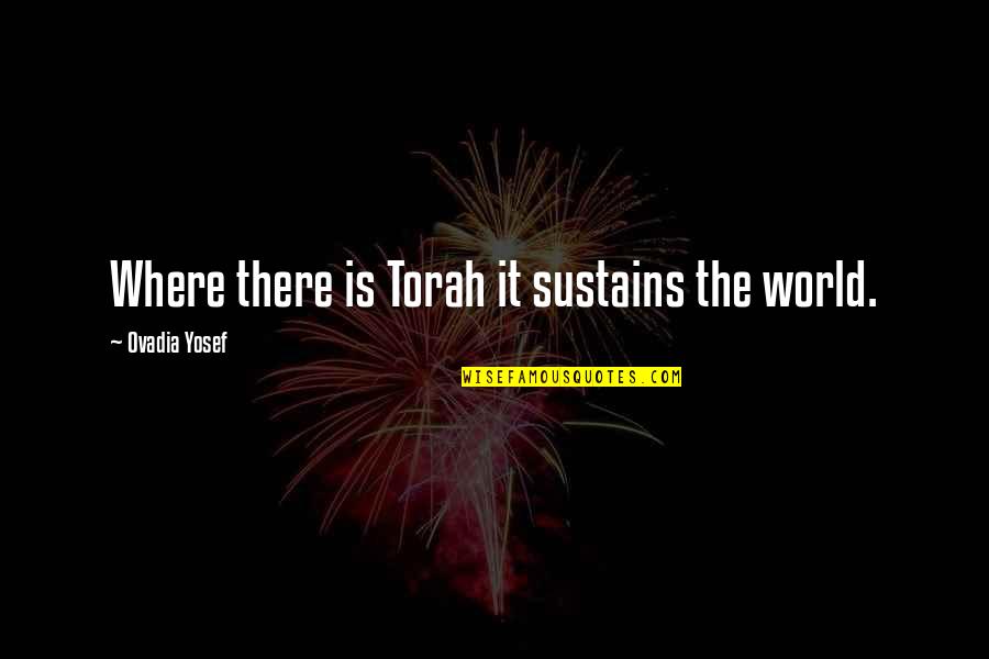Torah Quotes By Ovadia Yosef: Where there is Torah it sustains the world.