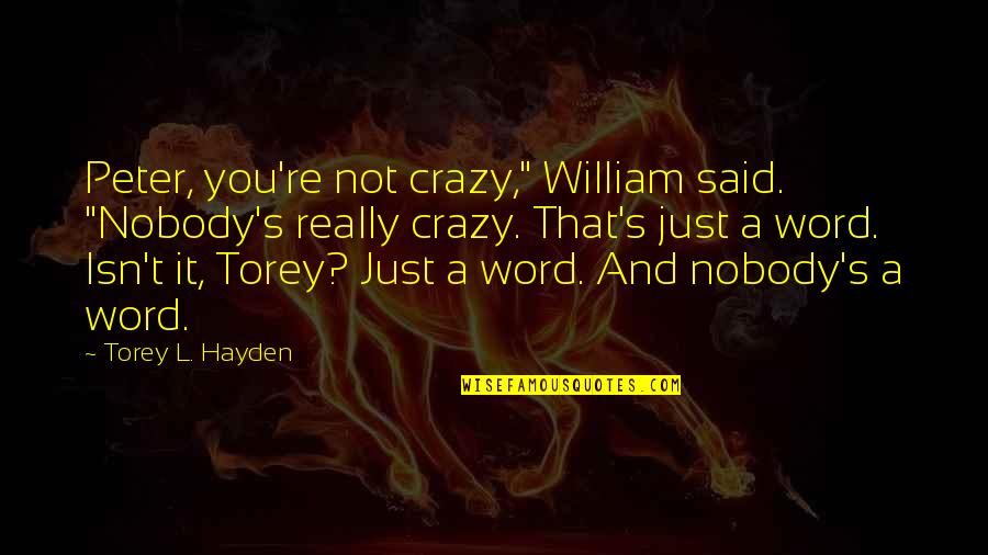 Torey Quotes By Torey L. Hayden: Peter, you're not crazy," William said. "Nobody's really