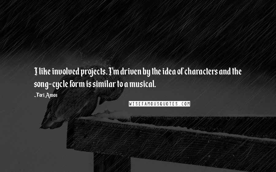 Tori Amos quotes: I like involved projects. I'm driven by the idea of characters and the song-cycle form is similar to a musical.